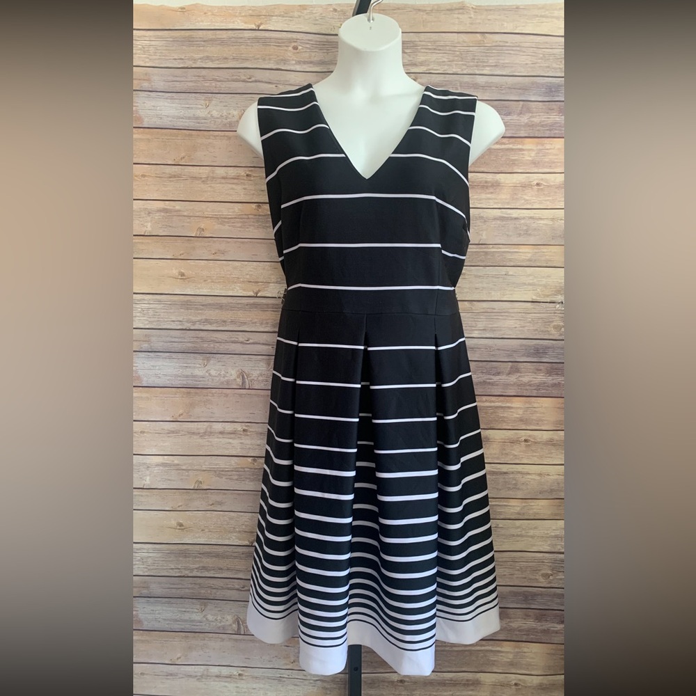 Lane Bryant Black and White Striped Midi Dress - Size 26W